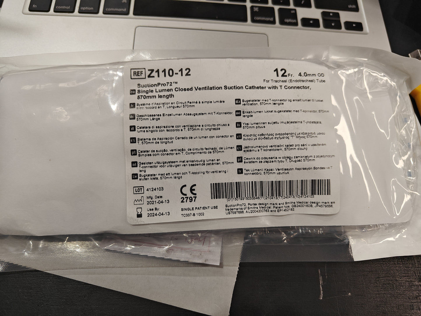 Closed Ventilation Suction Catheter Portex® SuctionPro 72™ Single Lumen, T-Connector