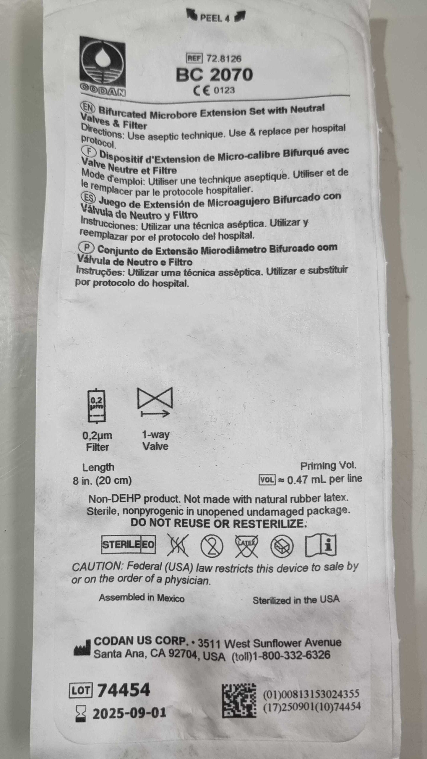 Bifurcated Microbore Extension Set - Box of 50
