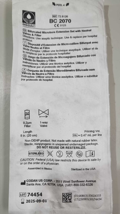Bifurcated Microbore Extension Set - Box of 50