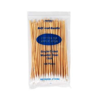 Cotton Swabs, Single-Ended, Non-Sterile (Various Sizes) - Pack of 100