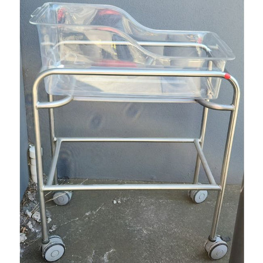 Hospital bassinett on stand with wheels