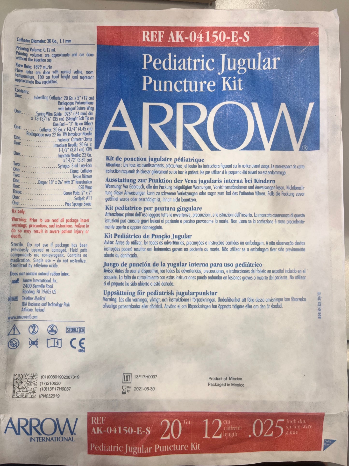 Paediatric Jugular Puncture Kit - Single
