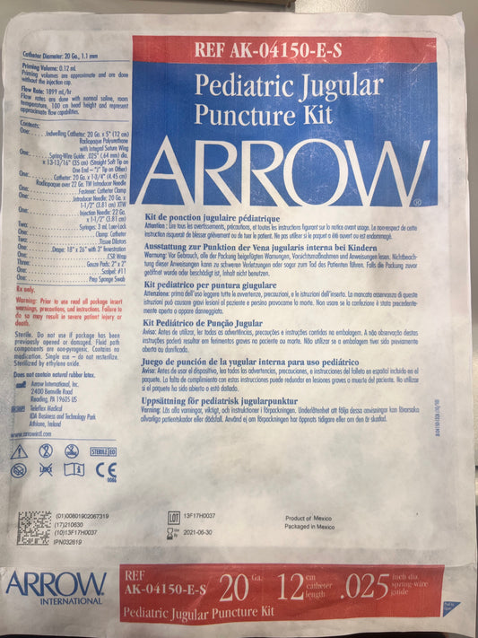 Paediatric Jugular Puncture Kit - Single
