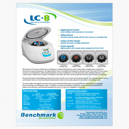 Laboratory Centrifuge with 8 Position Rotor (Benchmark LC-8 Series)